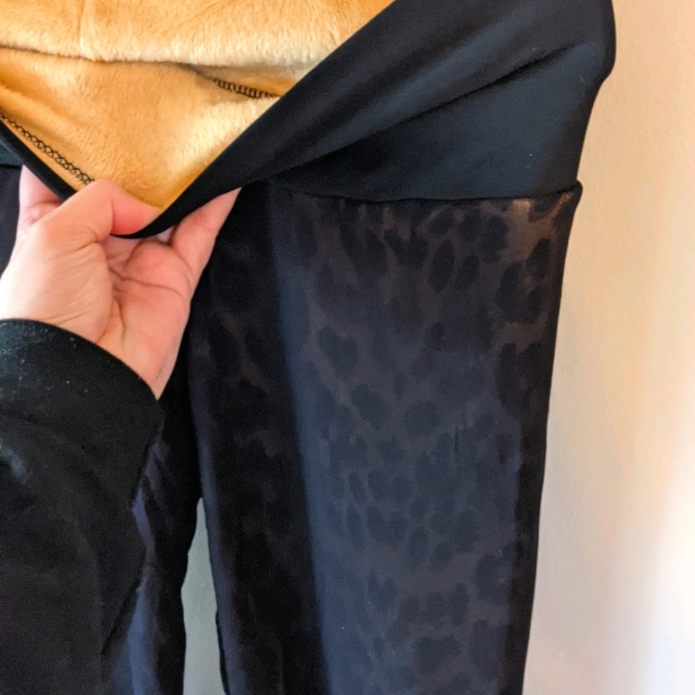 Black Leopard Print Fleece Lined Leggings